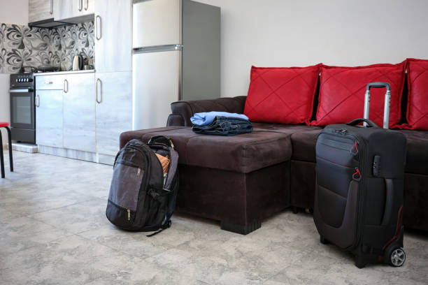 Photography of a suitcase ready to travel inside a house.