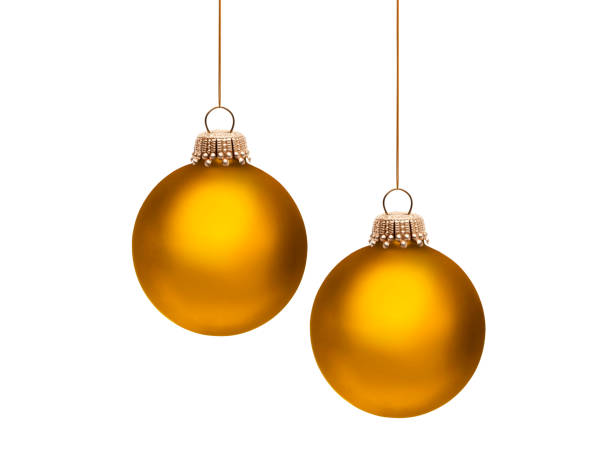 istock Golden Christmas bauble against a white background 2182988161