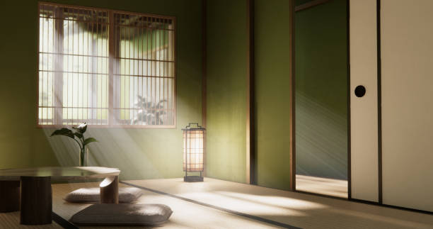 istock low table in room Japanese style with decoration muji minimal. 3D rendering 2182989332