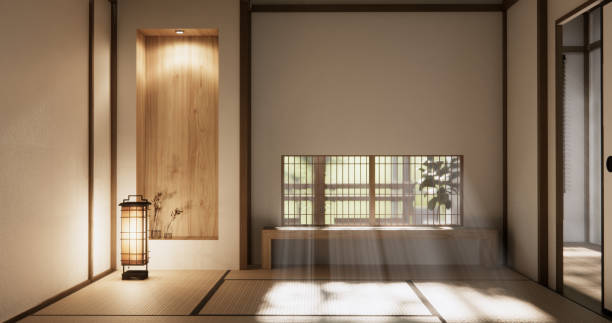 istock Muji style Empty modern japanese room minimal. 2182989351