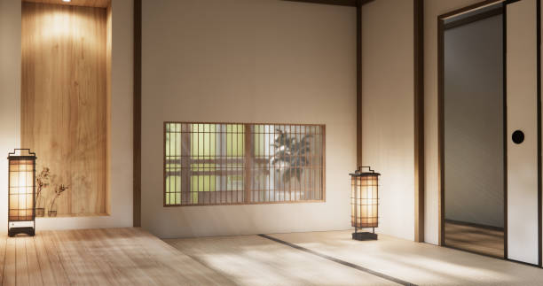 istock Muji style Empty modern japanese room minimal. 2182989367