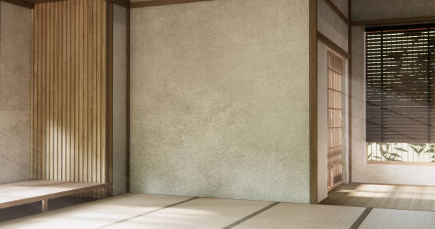 istock Muji style Empty modern japanese room minimal. 2182989397