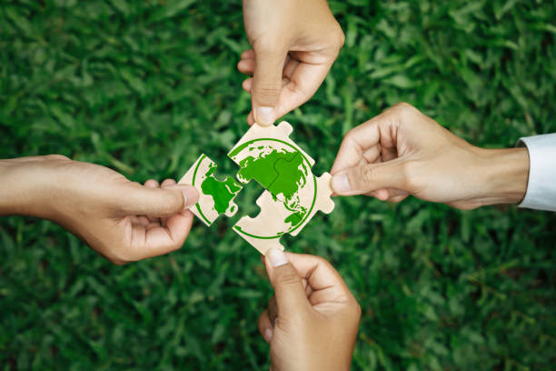 istock World environment day. Business, corporate and community cooperation for environment sustainable development goal. group of volunteers help solve environmental problems. global teamwork and business. 2182990161