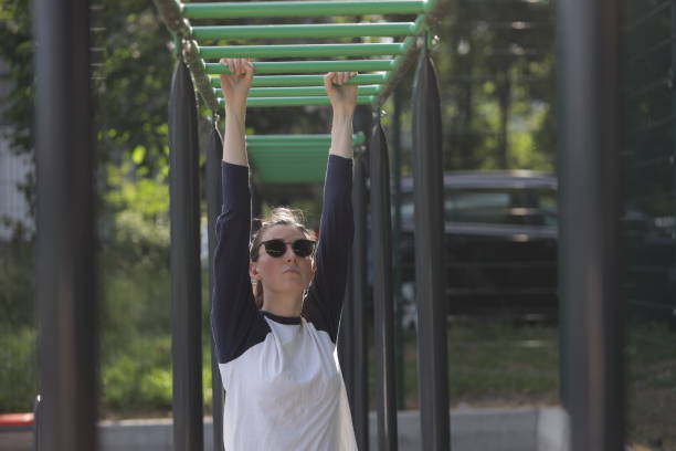 Woman exercising or doing workout session outside