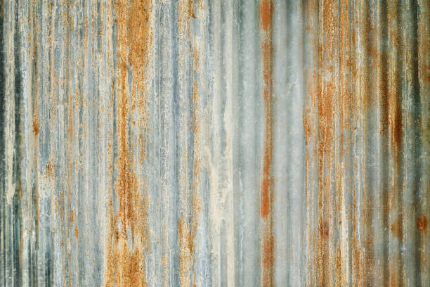 istock Old zinc wall texture background, rusty on galvanized metal panel sheeting. 2182996413