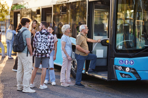 istock Group of commuters entering the bus. 2182997210