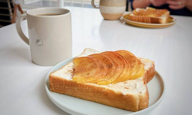 Homemade Warm Buttered Toast for Breakfast on a Plate
