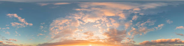 istock Sunset sky panorama with bright glowing pink Cumulus clouds. HDR 360 seamless spherical panorama. Full zenith or sky dome in 3D, sky replacement for aerial drone panoramas. Climate and weather change. 2183002187