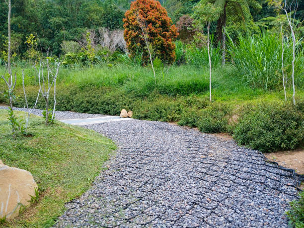 istock Scenic Gravel Pathway in Tranquil Mountain Garden Park 2183003074
