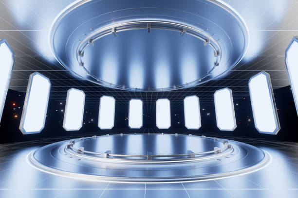 istock Future concept science stand and space in dark background,3d rendering 2183007270