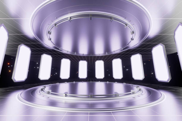 istock Future concept science stand and space in dark background,3d rendering 2183007276