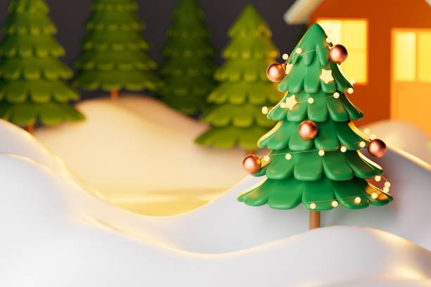 istock Cartoon style Christmas theme picture, 3d rendering 2183012738