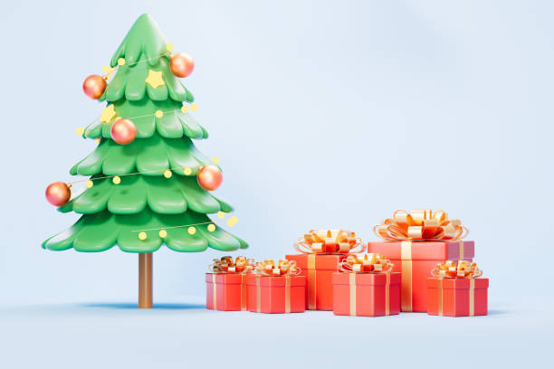 istock Cartoon style Christmas theme picture, 3d rendering 2183012971