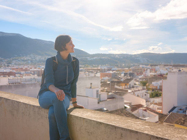 istock Young woman exploring historic castle in Denia 2183021760