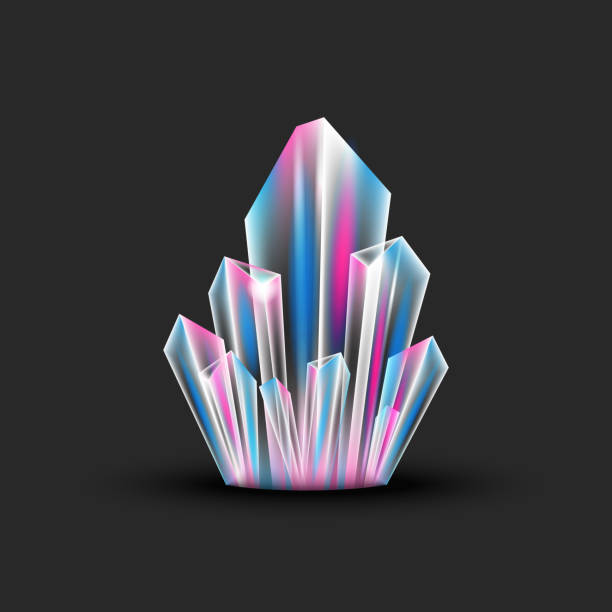 istock Abstract iridescent crystal on dark with neon hues in blue and pink, symbolizing elegance, clarity, and cosmic beauty. For themes related to spirituality, healing, energy, and modern digital design. 2183022026