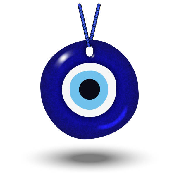 istock Traditional blue evil eye talisman on the rope realistic vector object, symbol protection and warding off negative energy. A glass nazar amulet perfect for spiritual, cultural, and mystical themes. 2183022202