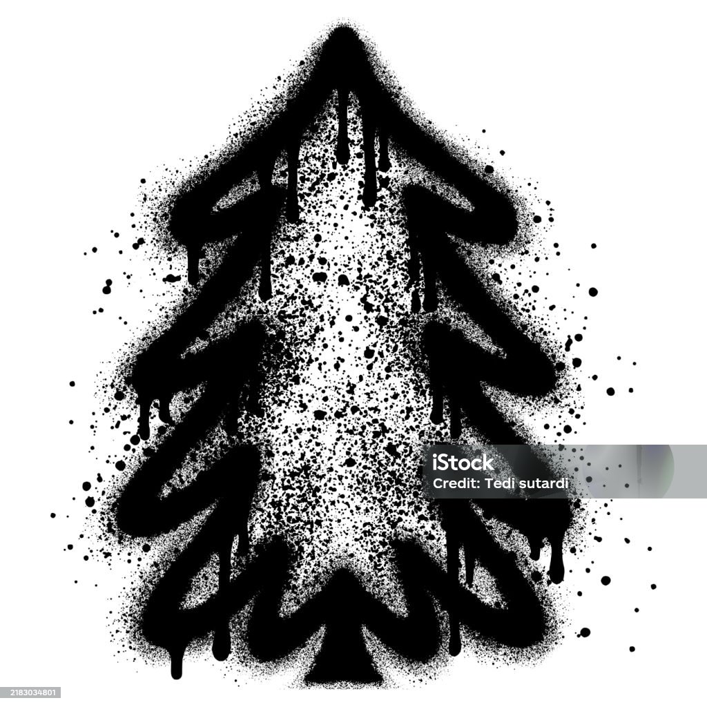 Abstract Tree Graffiti Pine Trees Graffiti With Black Spray Paint Vector Illustration Stock ...