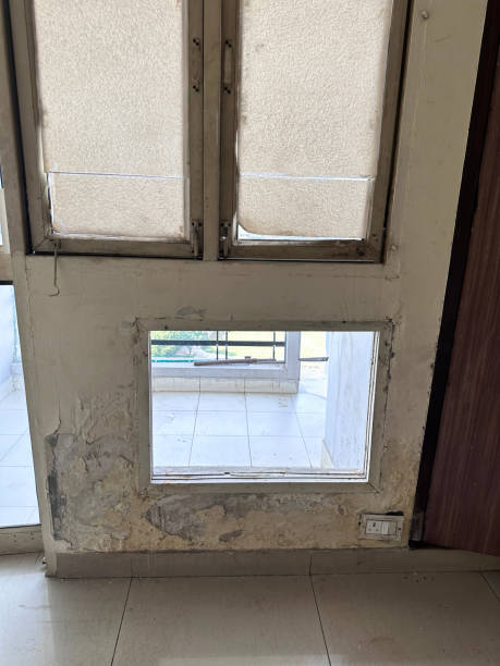 istock Image of wall with space for air conditioning unit, hole for installation, cooling solutions in home or office environment. 2183038317