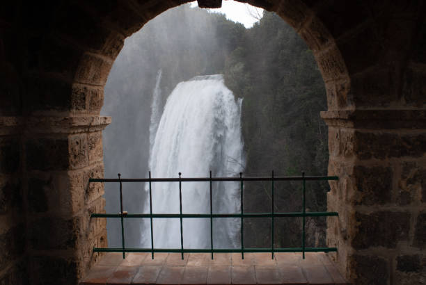 A stream of water in a waterfall