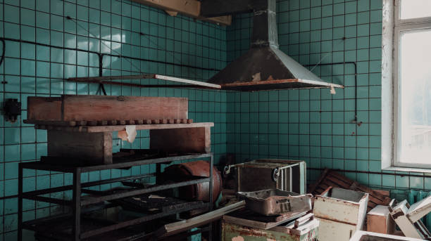 istock Abandoned kitchen filled with old equipment in Pyramiden settlement, Svalbard during daylight 2183052720