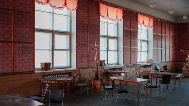 istock Abandoned dining hall in Pyramiden showcases vintage decor and a quiet ambiance 2183052802