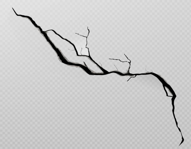 wall crack texture. broken ground line effect - kırık stock illustrations