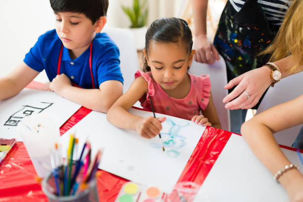 istock Elementary school students honing their creativity and artistic skills through watercolor painting in art class 2183053992