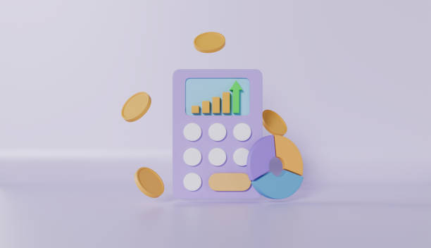 istock Calculator with graph pie chart, bar chart, floating coins on pink background. Business financial or payment management, Investment profit analysis 2183054432