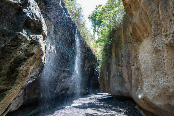 istock Waterfall is surrounded by rocks and lush trees in a canyon, Kenya 2183054715