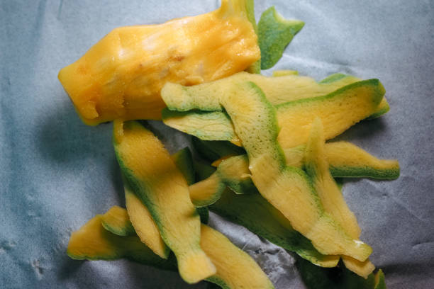 istock close up of mango skin and seeds 2183056726