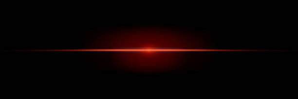 istock Red laser beams isolated on black background. Red lens flash. Horizontal rays glowing in the dark. 2183058533