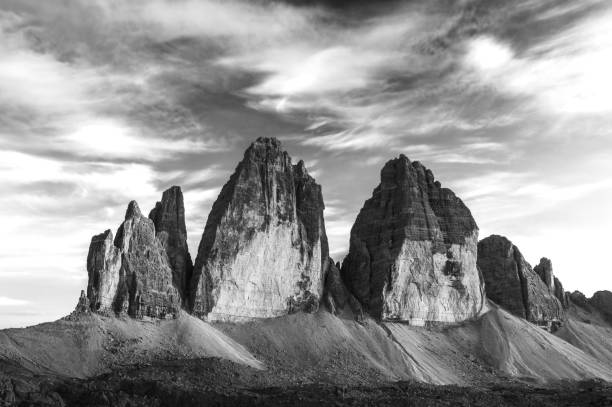 istock Scenic grayscale view of Italy's Dolomite Mountains 2183066227