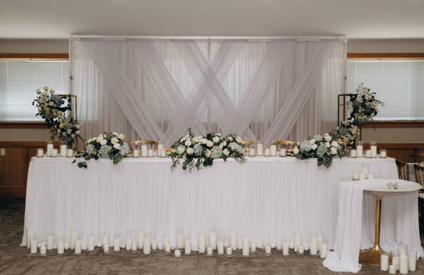 istock The bride and groom's white table. 2183066512