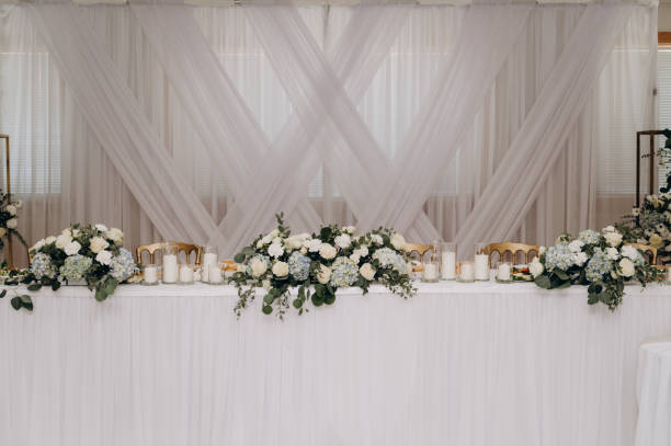 istock Wedding presidium in white: minimalist luxury. 2183066597