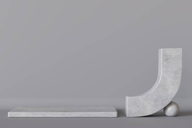 istock Minimalistic concrete podium on neutral gray background. Mock up for product presentation. Pedestal or platform. Empty scene. Stage, display, showcase. Copy space. Advertising, merchandise. 3D render. 2183067847