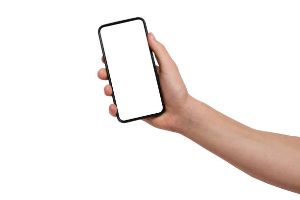 istock Male hand holding smartphone with blank screen, isolated on white background 2183068656