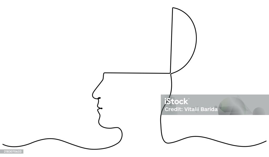 Continuous Open Line Continuous Line Drawing Open Head Stock Illustration - Download Image ...