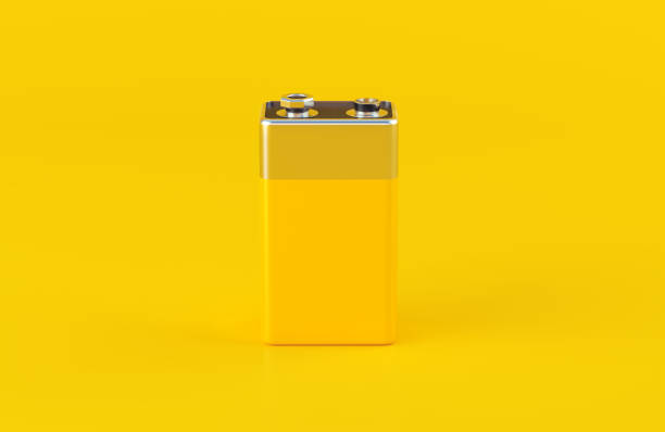istock Yellow 9V Battery On Yellow Background 2183076462