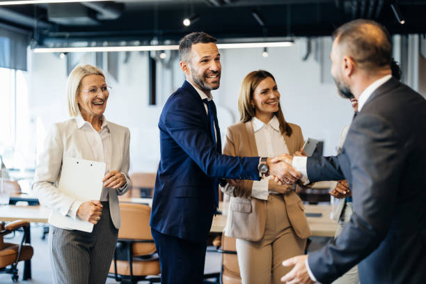 istock Energetic handshake in a business environment 2183079076