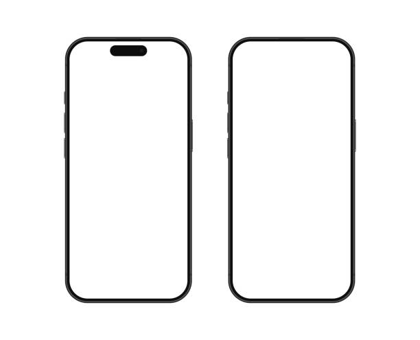 leerer bildschirm smartphone vektor mockup auf weißem hintergrund - brand name smart phone stock-grafiken, -clipart, -cartoons und -symbole