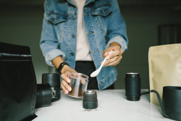 istock Preparing coffee by scooping the coffee powder into a manual coffee maker to make coffee at home. Concept 2183081846