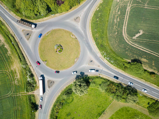 istock Aerial view of a typical British roundabout. 2183083091