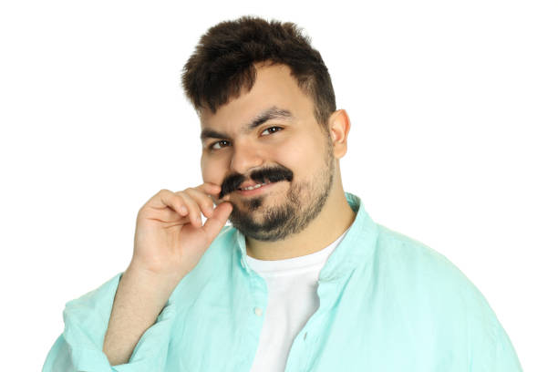 Concept of people, young fat man isolated on white background