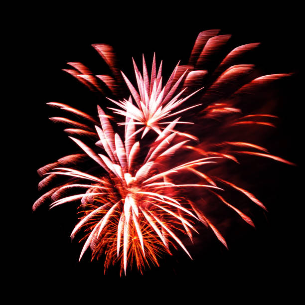 istock Colorful celebration fireworks isolated on black sky background. 2183094071