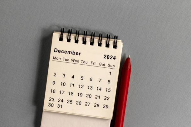 istock Hello December 2024. Desk calendar for planning and organizing time. 2183095361