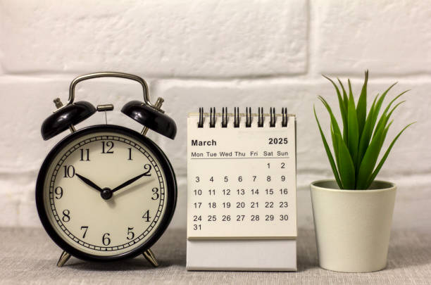 istock March 2025 on the table. Desk calendar for planning and organizing time. 2183096029