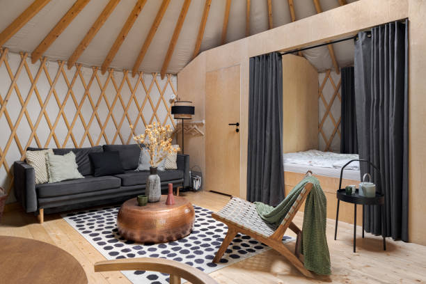 istock Living area and bedroom in yurt 2183097340
