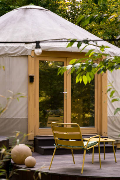 istock Exterior and entry to yurt 2183097345