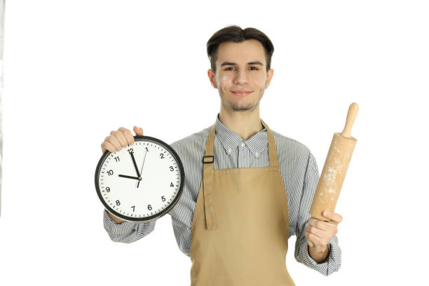 istock Concept of cooking, young man chef isolated on white background 2183098529