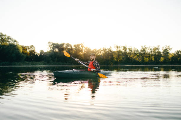 istock Satisfied Man on Morning Kayaking Adventures 2183098790